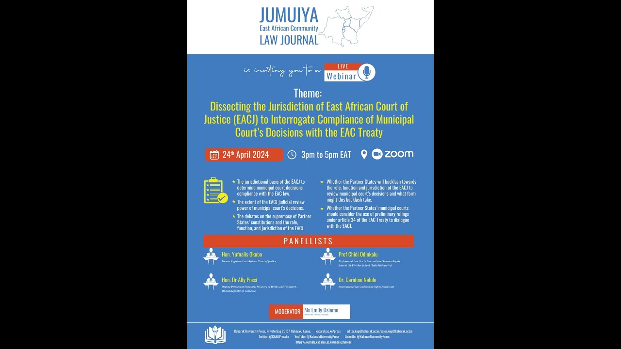 Webinar: Dissecting EACJ jurisdiction over compliance of municipal court's decisions with EAC Treaty