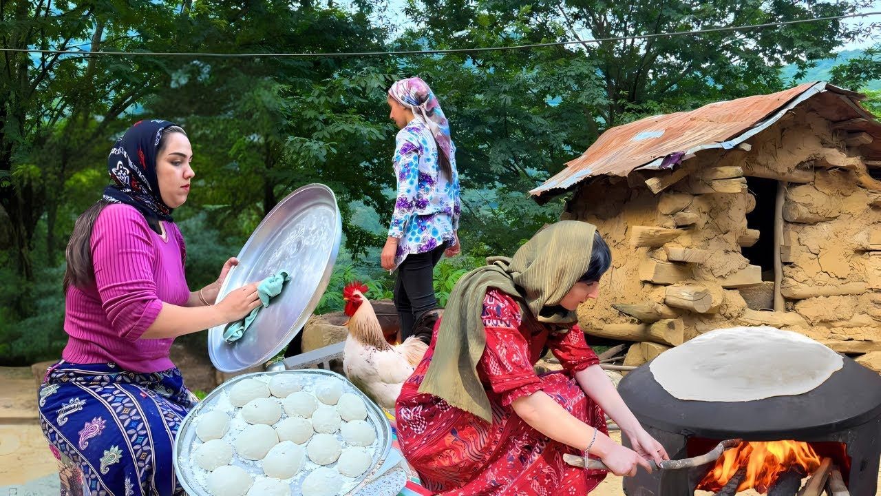 IRAN Nomadic Recipes: Cooking Lamb Stew and Baking Fresh Bread on Fire & Taking Care of Animals