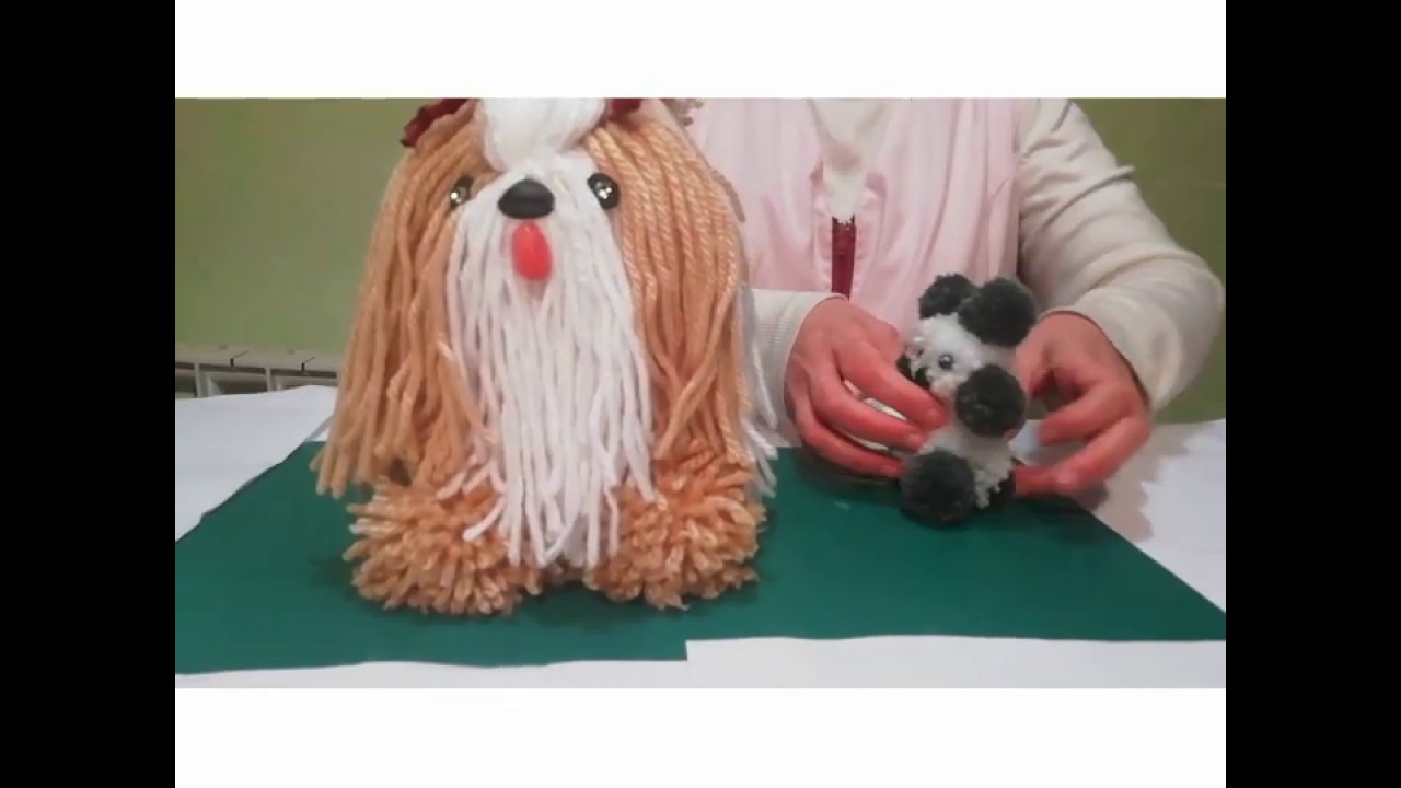 Cómo hacer un perrito y un osito con LANA (pompones).