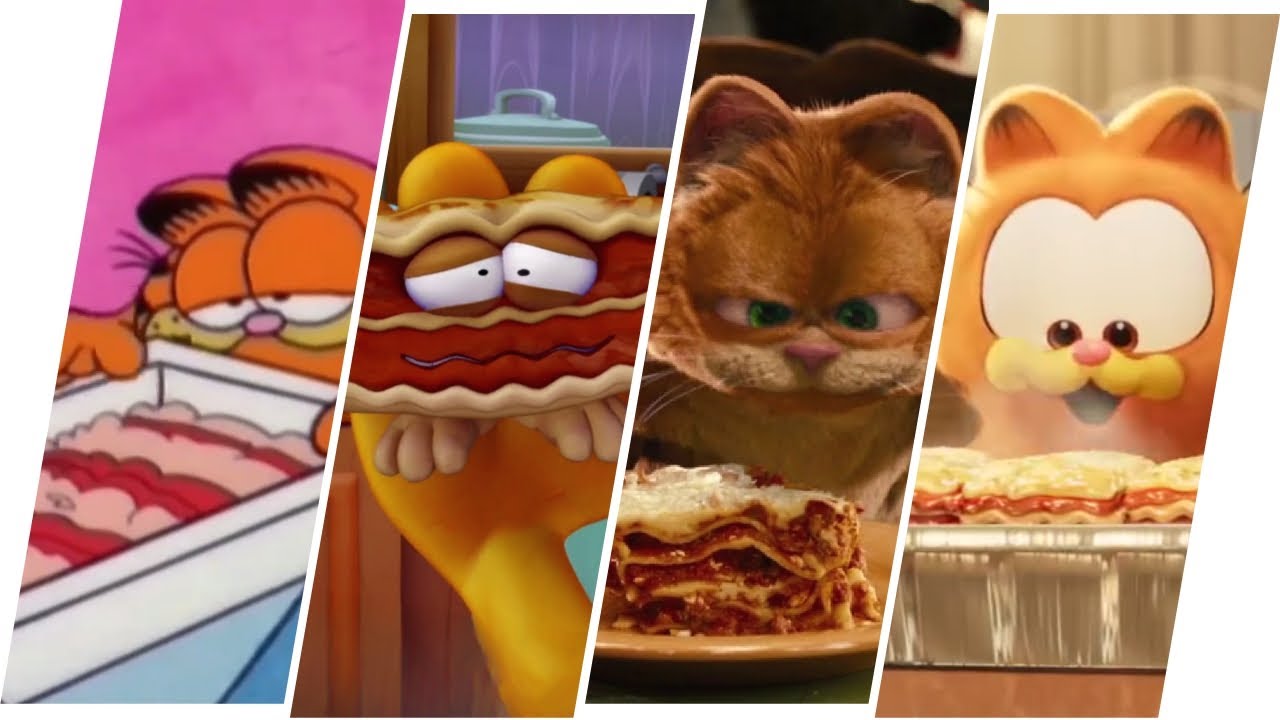 Garfield's lasagna Evolution in Movies & TV Shows (1982-2024)