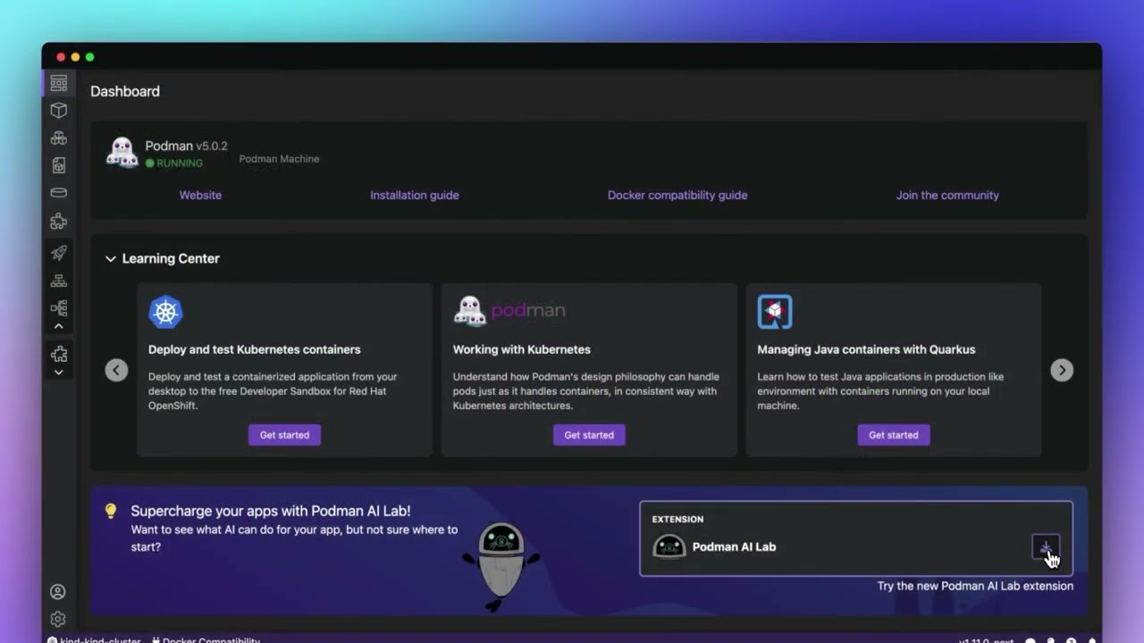 Начало работы с AI Lab на Podman Desktop