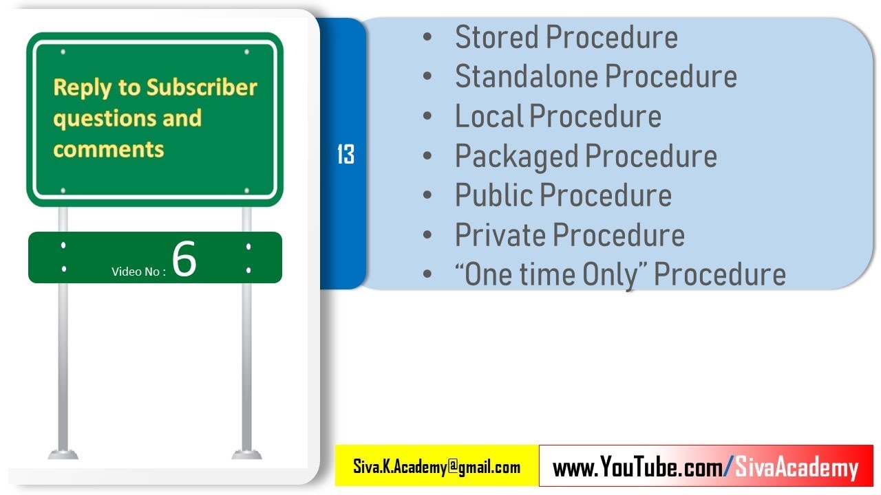 Subscriber Comments Reply Video 6 | Stored, Standalone, Local, Packaged, Public, Private Procedure