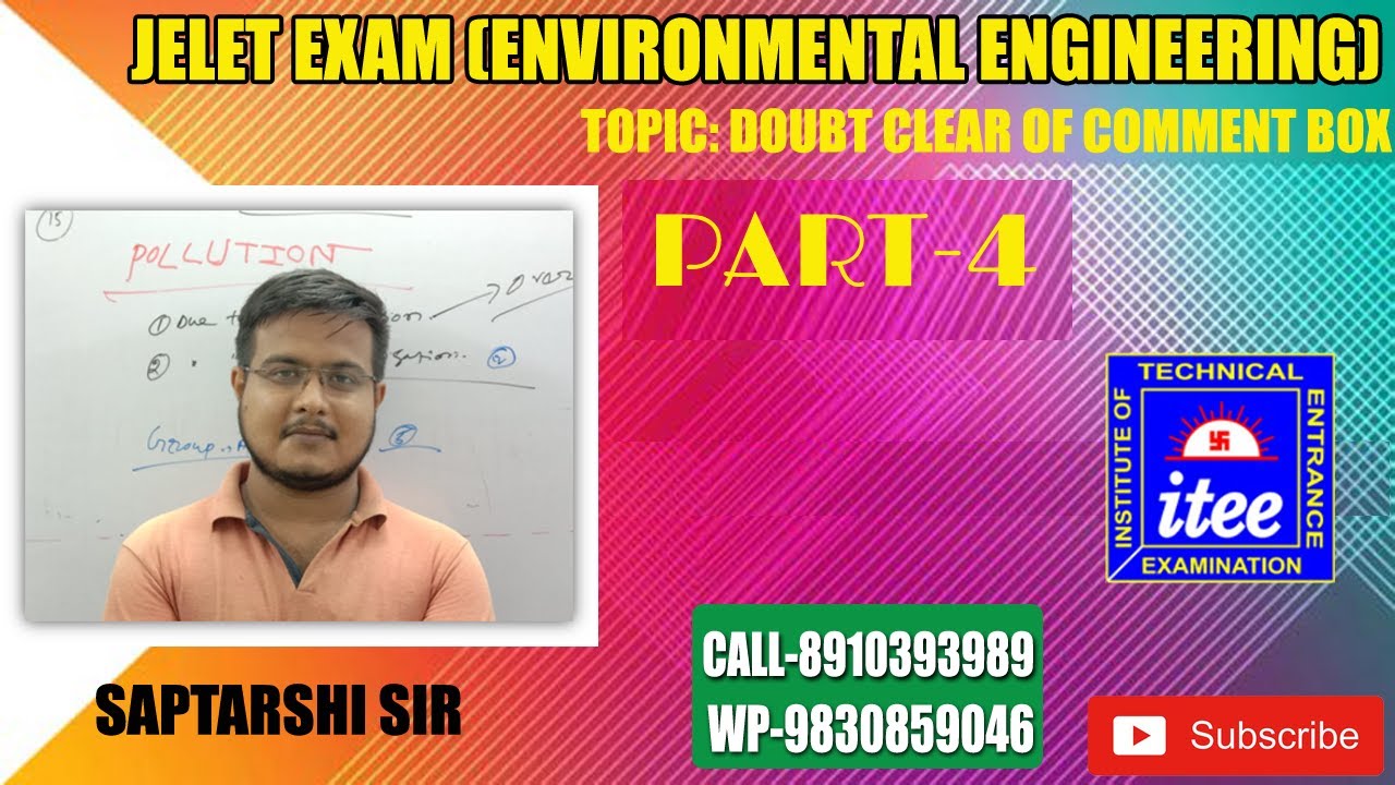 JELET EXAM (ENVIRONMENTAL ENGINEERING)  || PART-4 || TOPIC: DOUBT CLEAR OF COMMENT BOX
