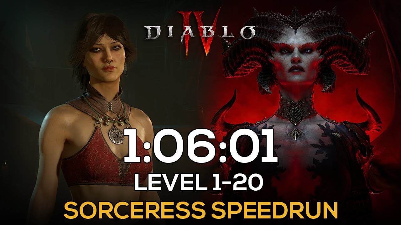 LEVEL 1-20 SORCERESS SPEEDRUN | 1:06:21 | DIABLO 4 SERVER SLAM