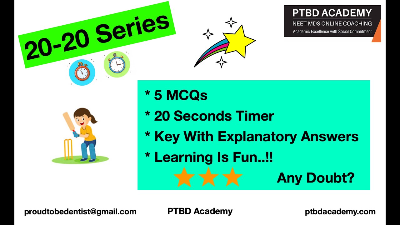 Oral Radiology | Test Your Speed | 5 MCQs | 20 Seconds Timer | Key With Explanations | 20-20 Series