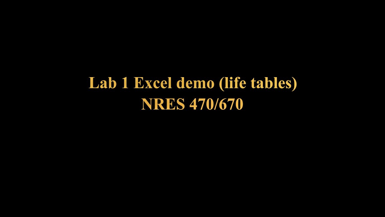 Lab 3: Excel demonstration (life tables)