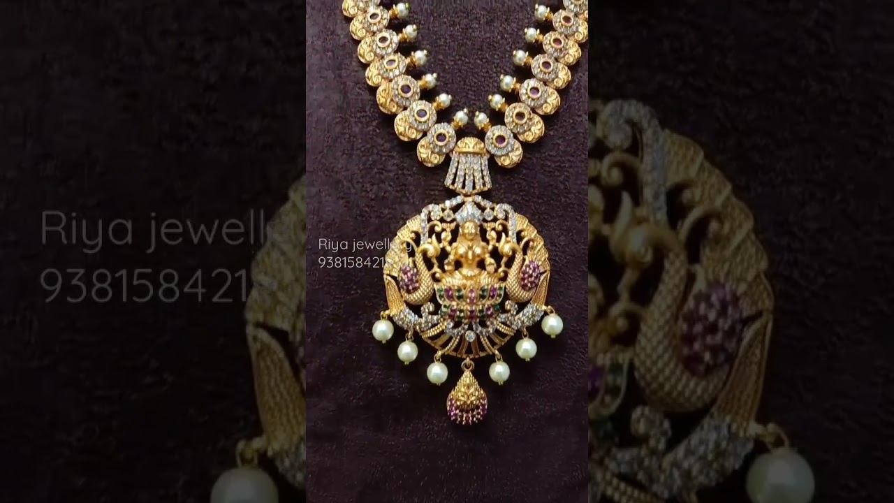 #jewellery  1 gram gold collection mat finishing long haram Lakshmi design online sales available