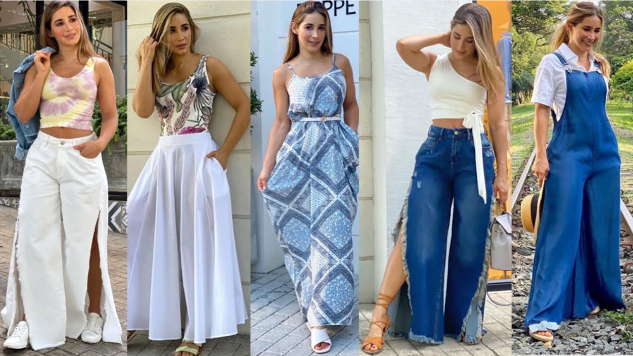 PANTALONES ANCHOS ROPA LINDA PARA MUJER FALDAS LARGAS, VESTIDOS DIVINOS, ELEGANTES MODA MUJER 🌻