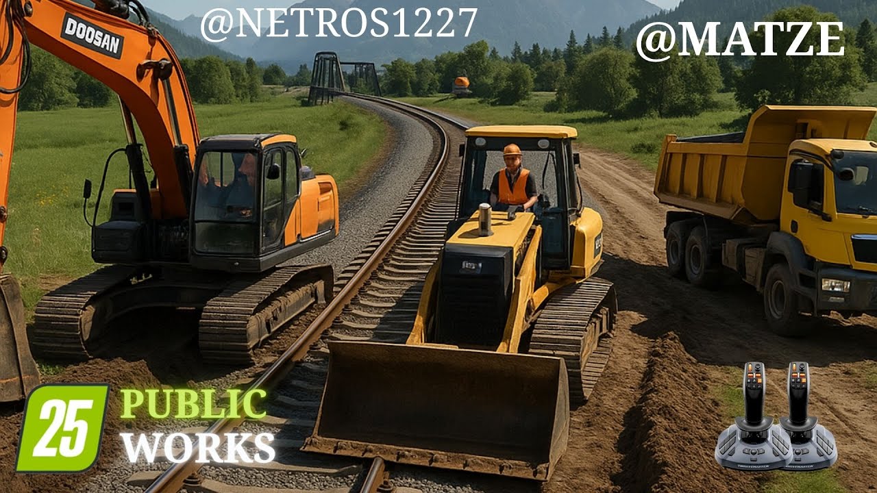 FS25 Massive Multiplayer Train Road Construction in Farming Simulator 25 with @Netros1227 & Matze!