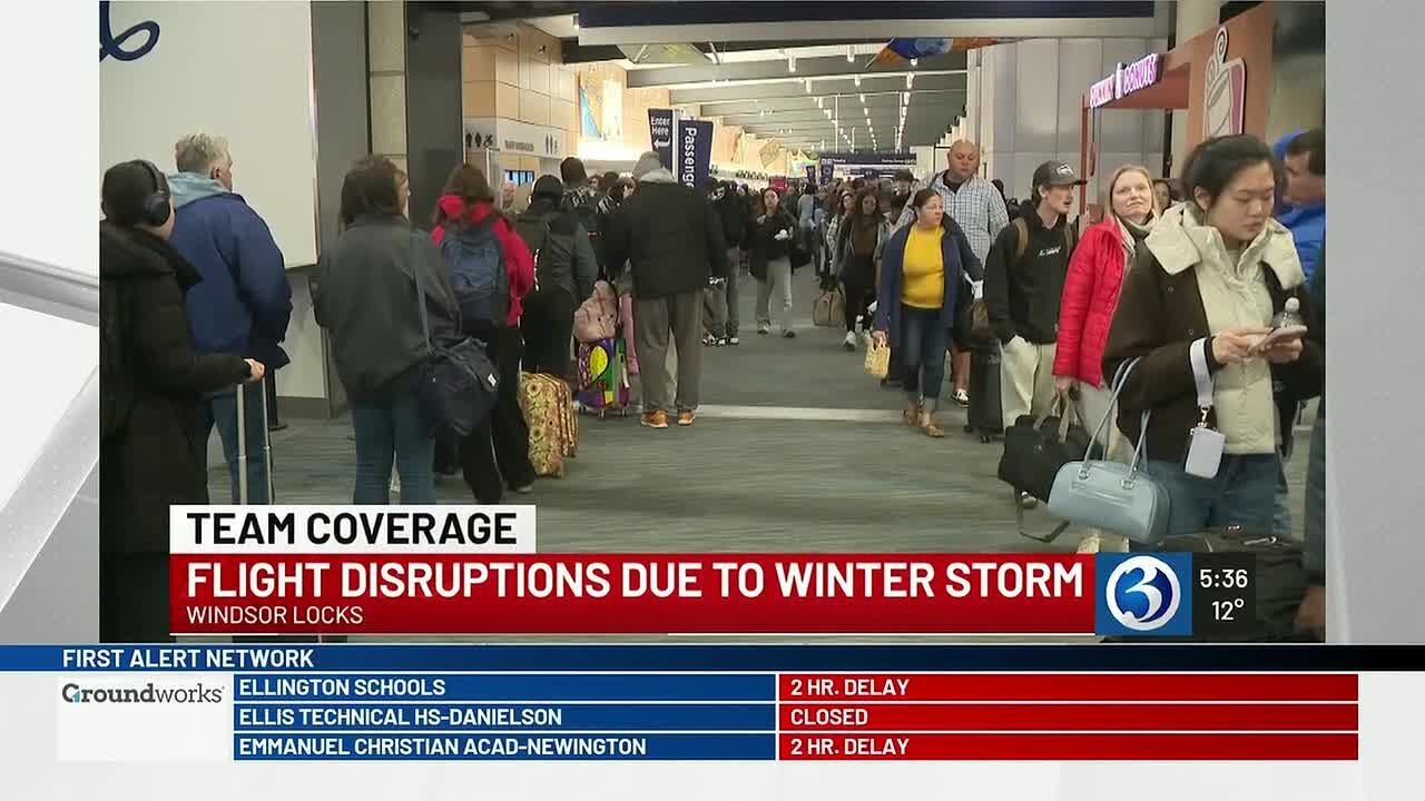 Flight delays, cancellations continue at Bradley International Airport after Winter Storm Benjami...