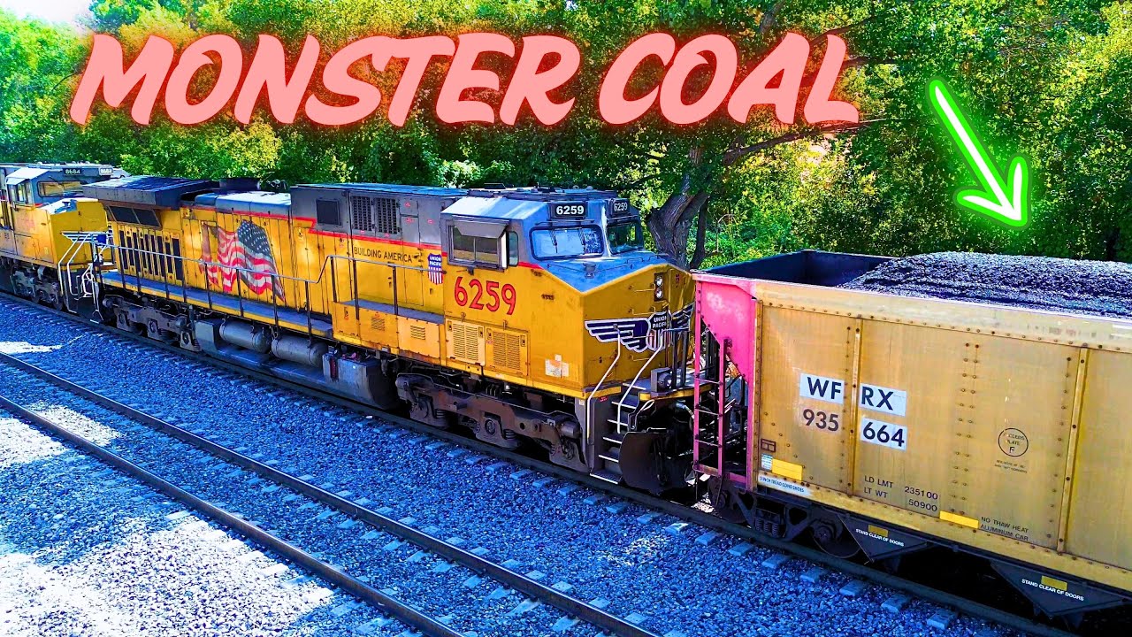 HUGE 14,800 TON COAL TRAIN climbs BEAUMONT HILL! Overhead Views and Awesome Train Audio! - 2024