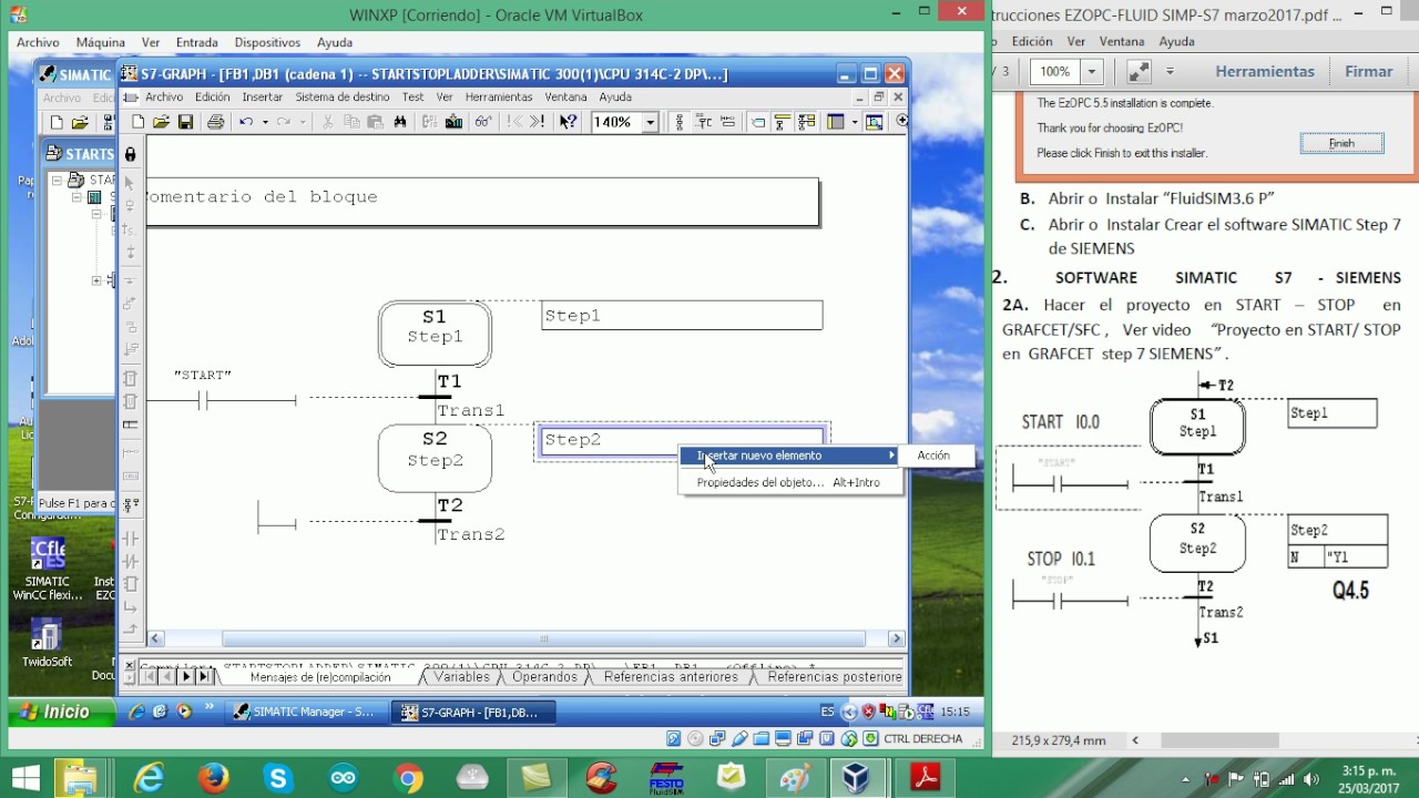 COMUNICACION PLC  S7 300 FLUID SIM  EZOPC