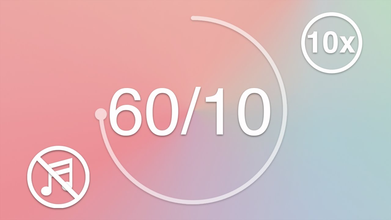 60/10 - Pomodoro - 60 Minute Timer - 10 Minute Break - Pomodoro Technique - Pastel Color Wheel