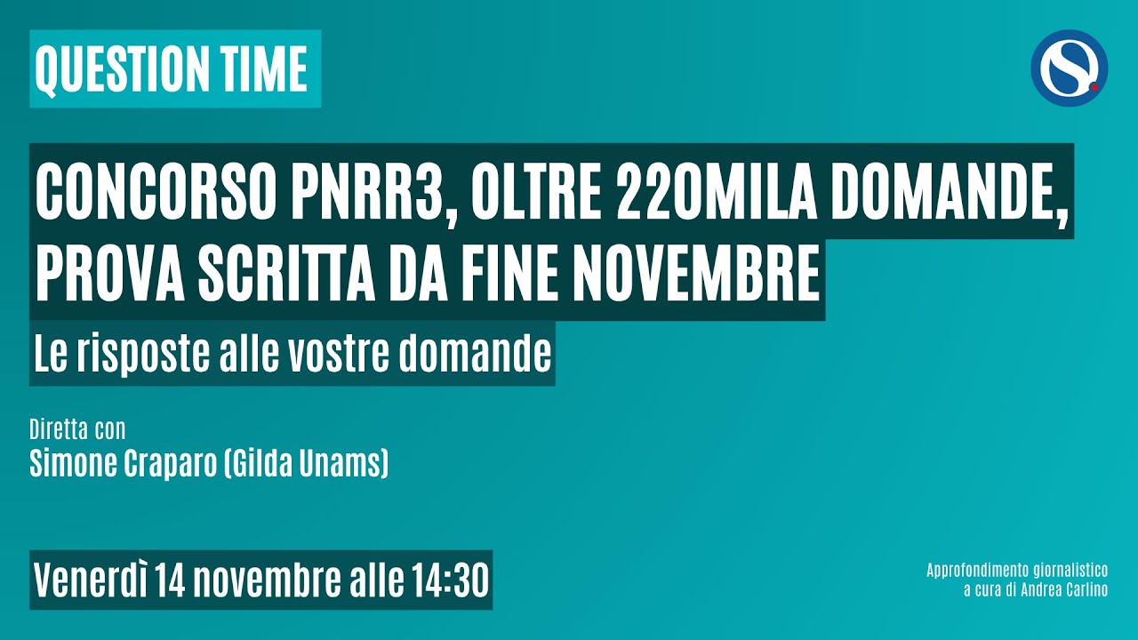 Concorso docenti PNRR3, oltre 220mila domande, prova scritta da fine novembre: istruzioni operative