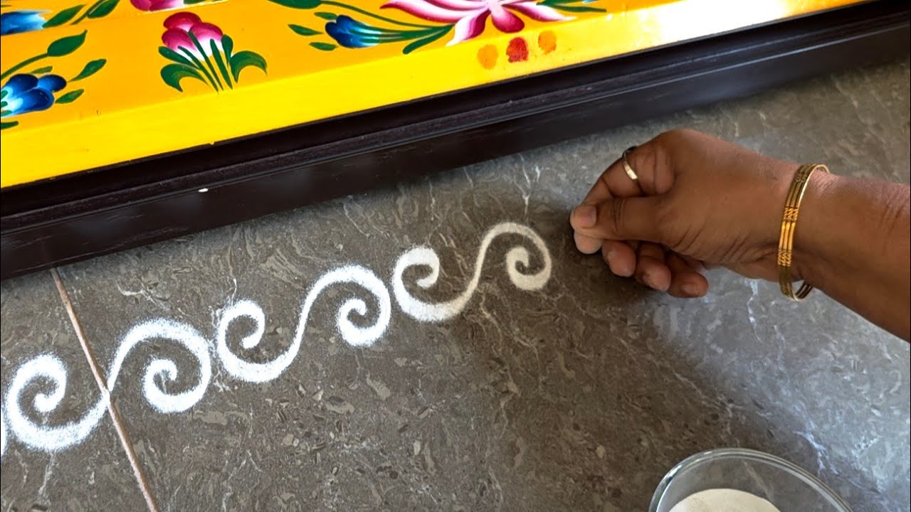 Beautiful border rangoli designs | Friday rangoli | Lotus rangoli | Akshaya tritiya special | Kolam