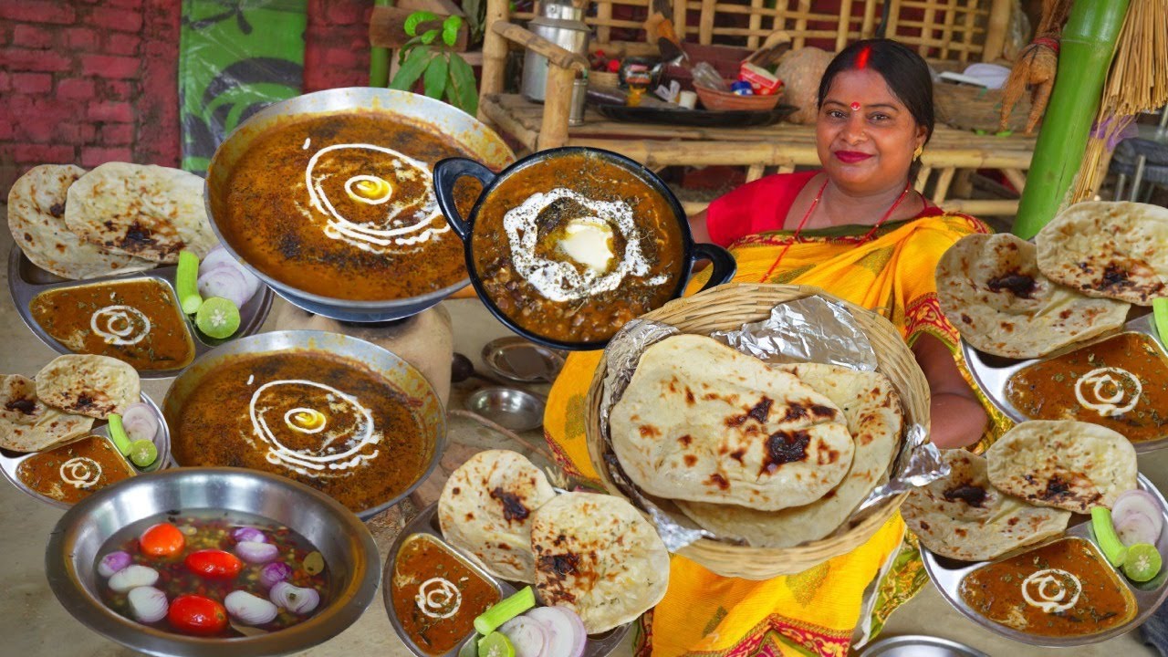 गांव के चूल्हे पर बनाया रेस्टोरेंट जैसा दाल मखनी और बटर नान Restaurant Jaisa Dal Makhani Butter Naan