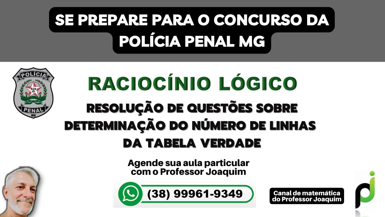 POLÍCIA PENAL MG - BANCA AOCP - DETERMINAÇÃO DO NÚMERO DE LINHAS DA TABELA VERDADE