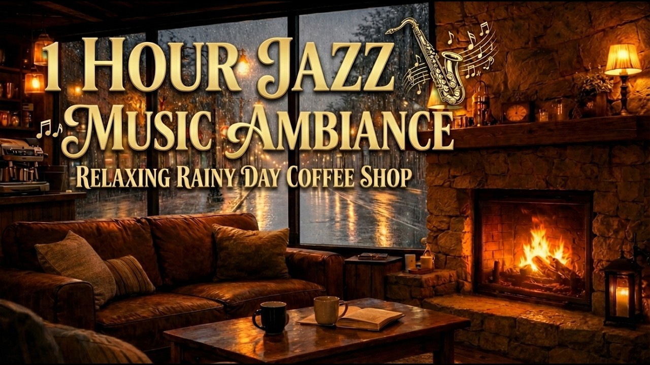 Rainy Evening in a Cozy Coffee Shop ☕ Slow Relaxing Jazz Ambience for Study, Work & Sleep