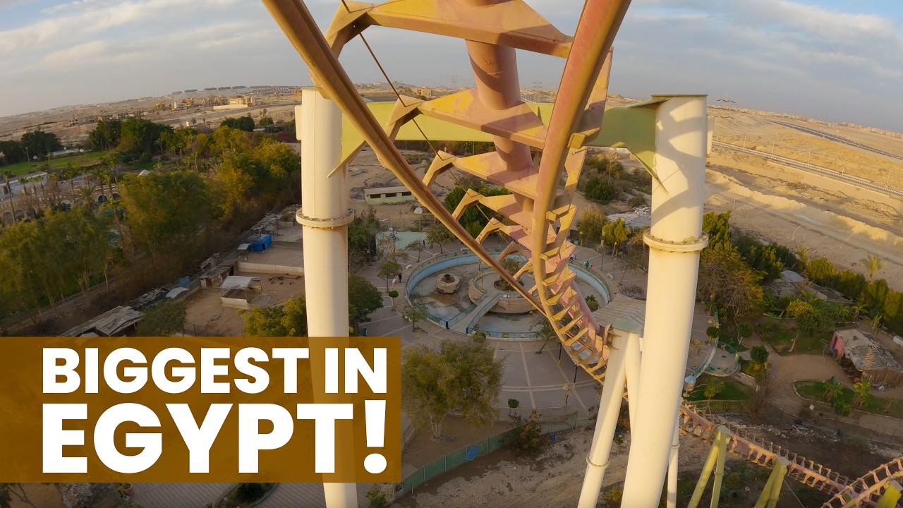 Egypt's Largest Roller Coaster Front Row POV! Vekoma SLC Near the Pyramids of Giza! Dream Park