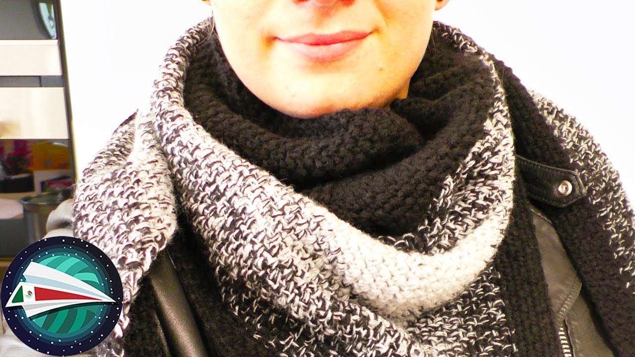 Aprende a tejer un chal triangular para el invierno | Chal XXL en negro y gris | Super fácil