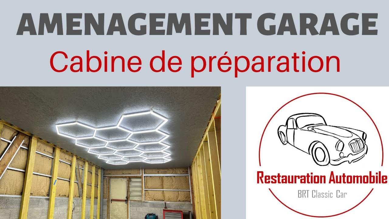 Aménagement garage automobile, création cabine de préparation: ponçage, sablage, peinture.
