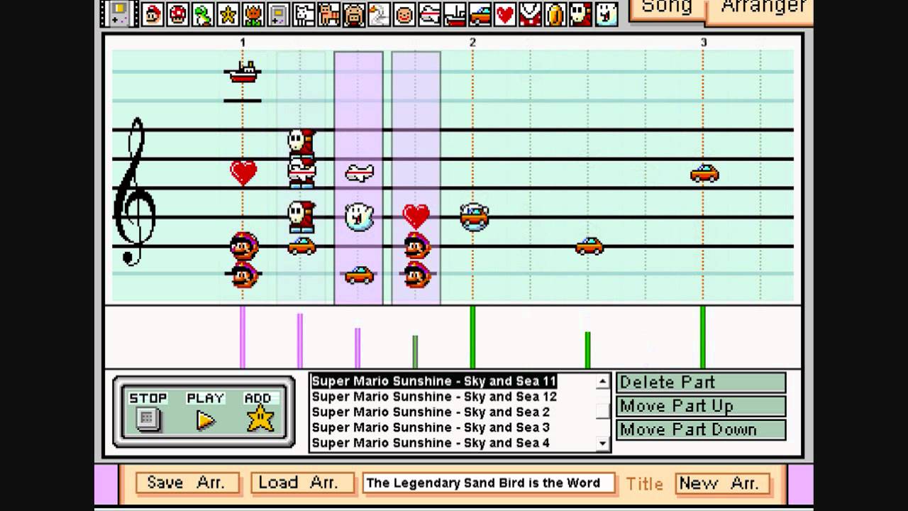 Sky and Sea from Super Mario Sunshine on Mario Paint Composer