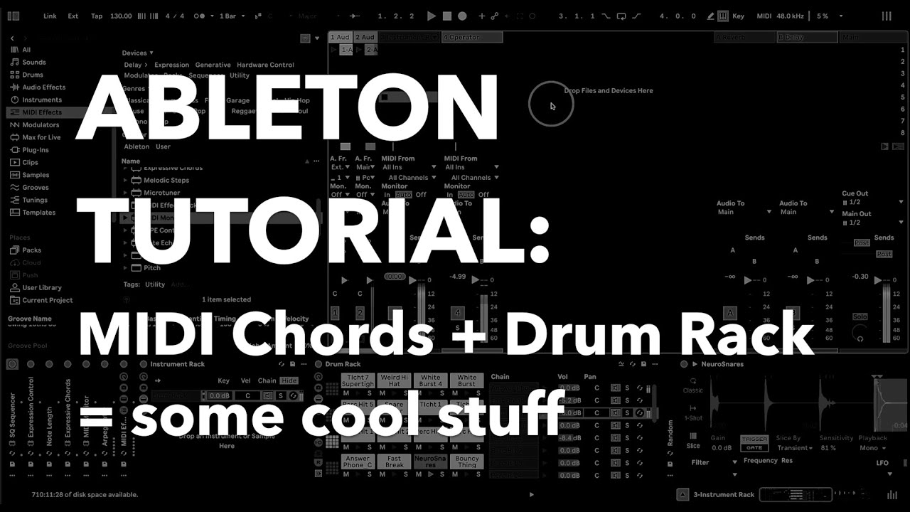 Ableton Tutorial: Using Expressive Chords device to program drums yields some cool ish!