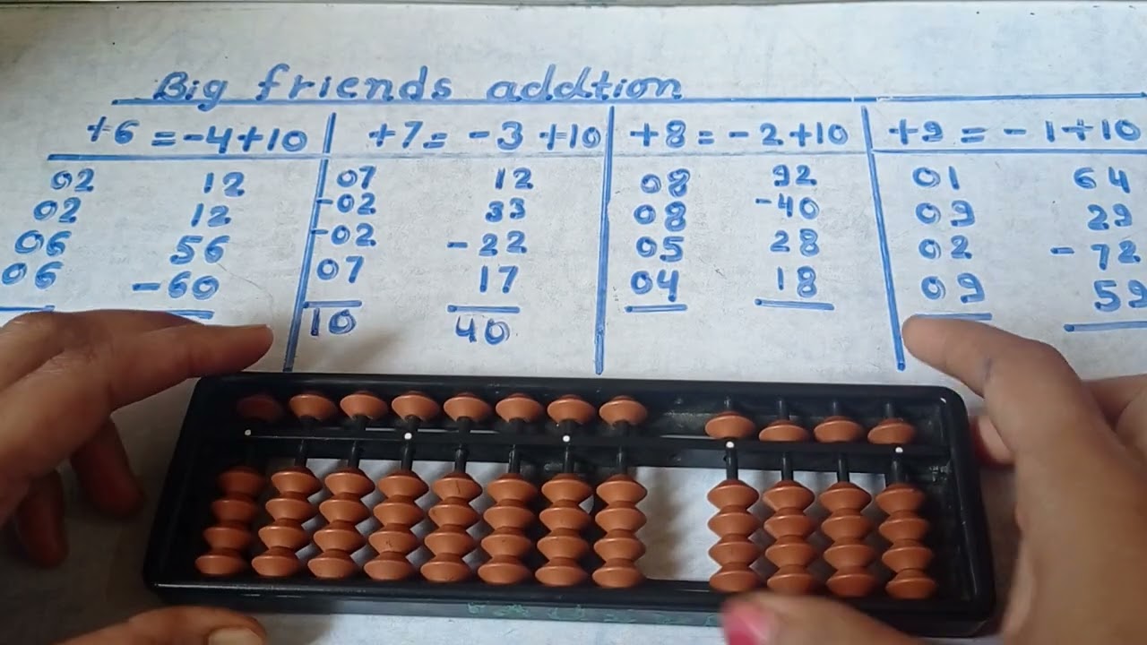 Big friends addition in Abacus #Abacus Big friends Addition #Mental Math Big friend Addition 