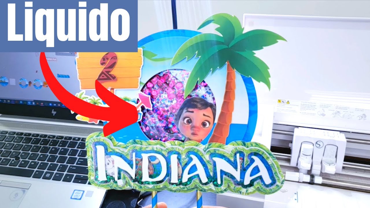 Como hacer un caketopper con Shaker liquido con Silhouette cameo | Moana
