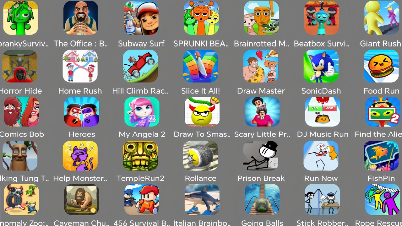 Spranky Survival,Minecraft,Find the alien,Scray Little Prankster,Red Ball 4, Spranky Transform,DOP4 