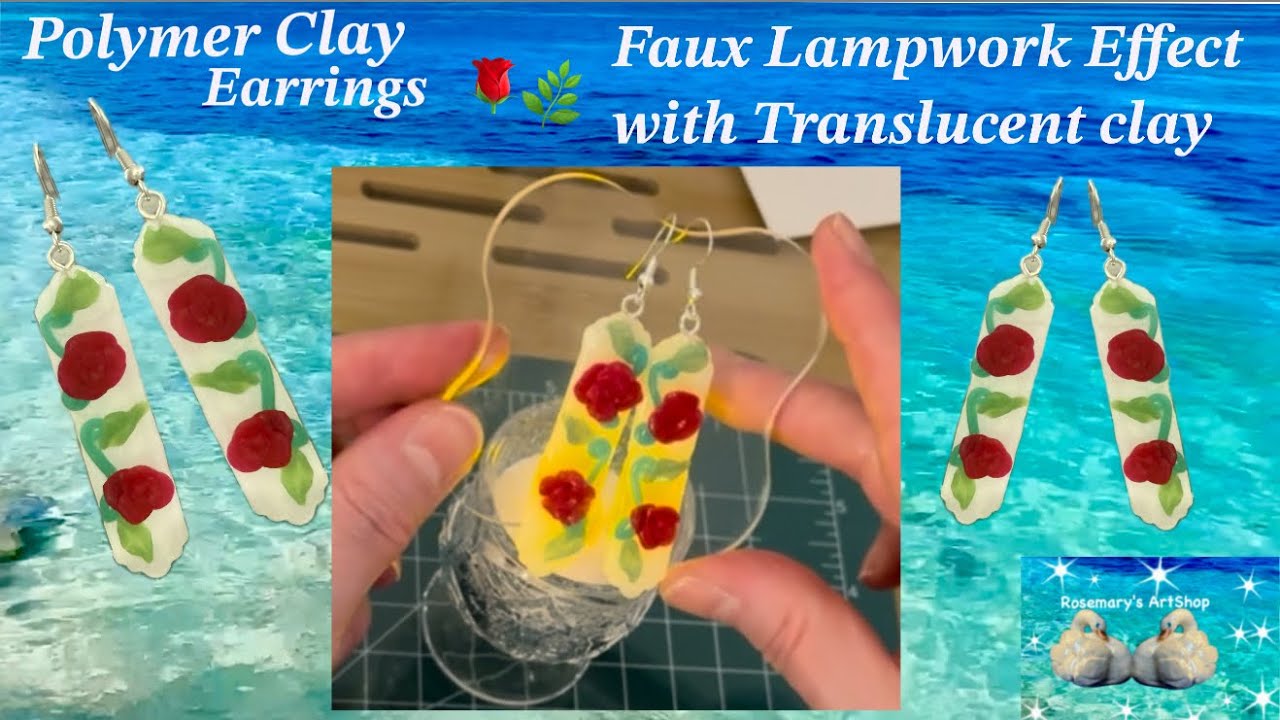 Making Valentine's Day Earrings using Cernit Translucent Polymer Clay for the 1st time ❤️🌹🌿💐🥰