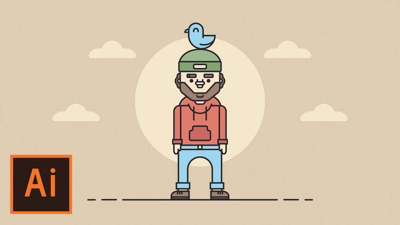 Illustrator Tutorial - Traveling Man Flat Design Character (Illustrator Character Tutorial)