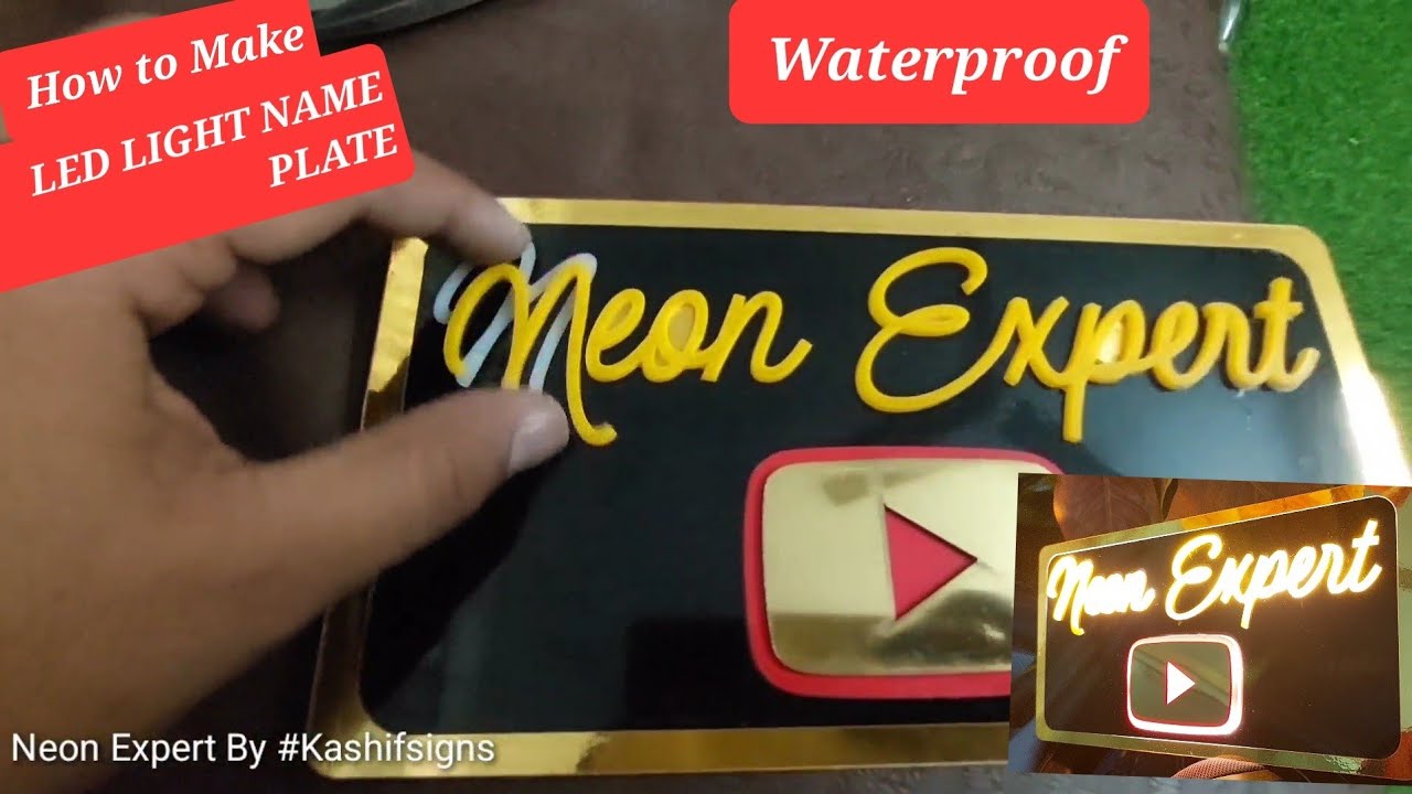 How to Make LED Name Plate. LED Light Name plate for YouTubers
