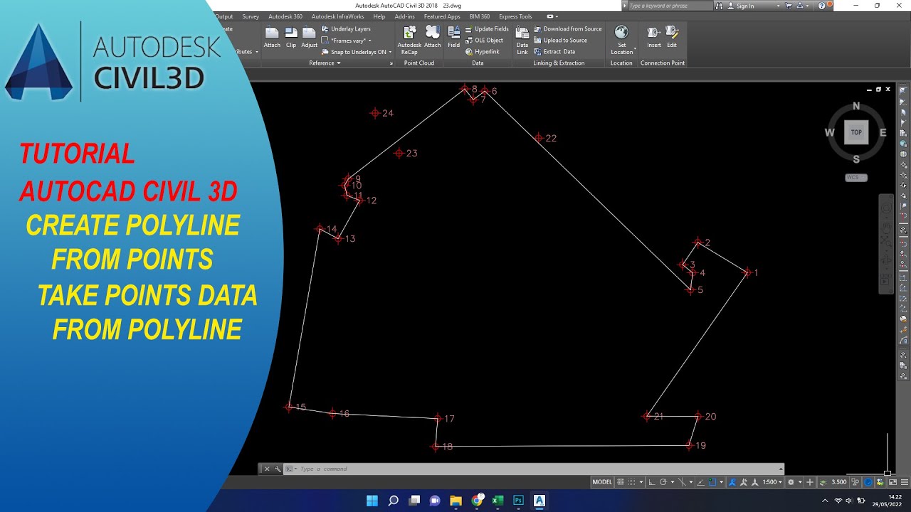 Autocad Civil 3D Create Polyline From Points & Create Points Data From Polyline