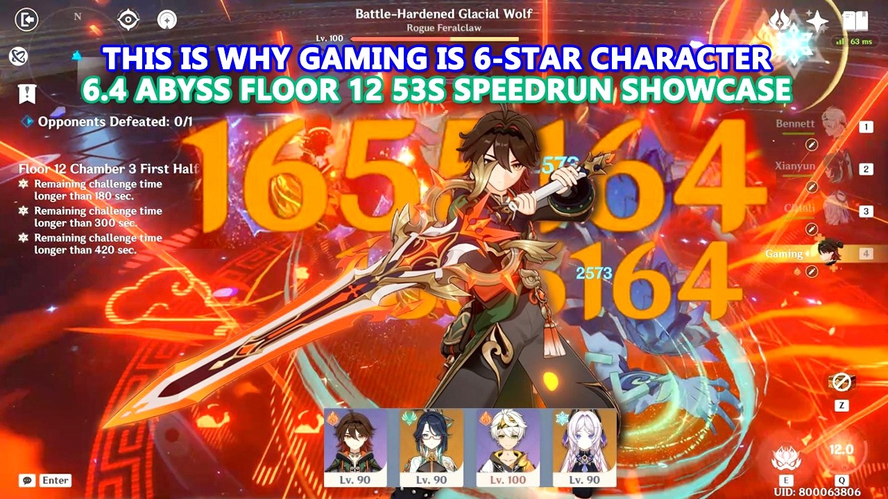 This is Why Gaming is 6-Star Character : 6.4 Abyss Floor 12 53s Speedrun Showcase