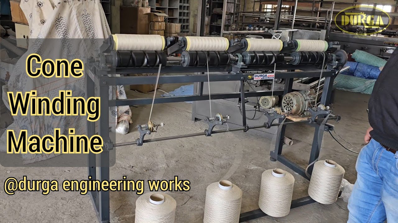 cone winding machine for making large packages  to small packages of yarn /  call 98123 04455