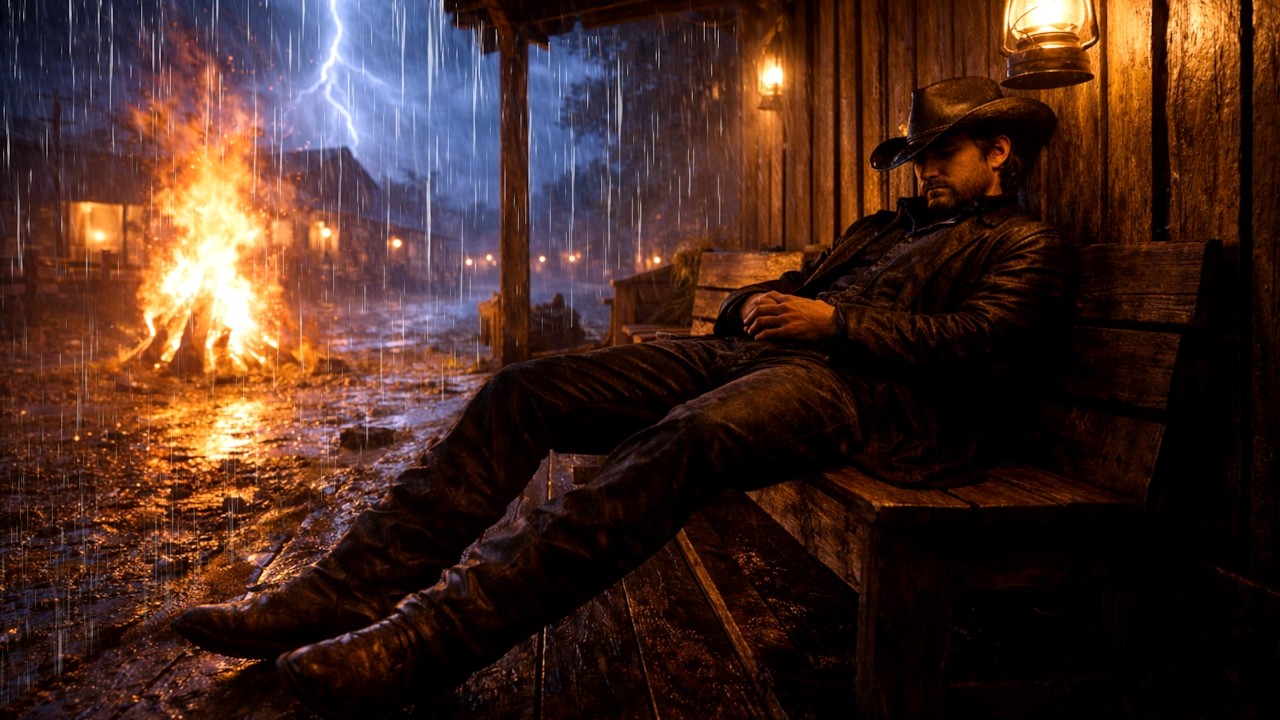 Arthur Alone in Solitude, Sleeping Peacefully by a Large Fireplace | Rainstorm & Thunder Ambience