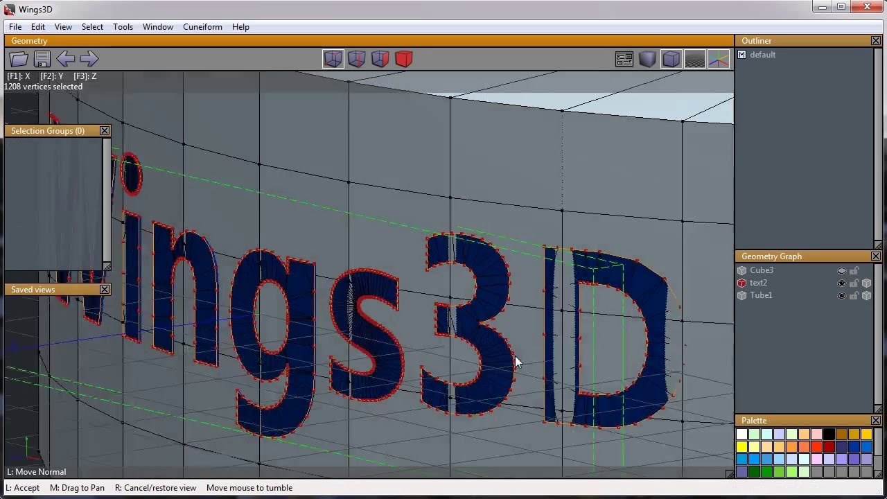 [Wings3D-ManiboldLAB] Booleans - Curved text sculped in a ring.