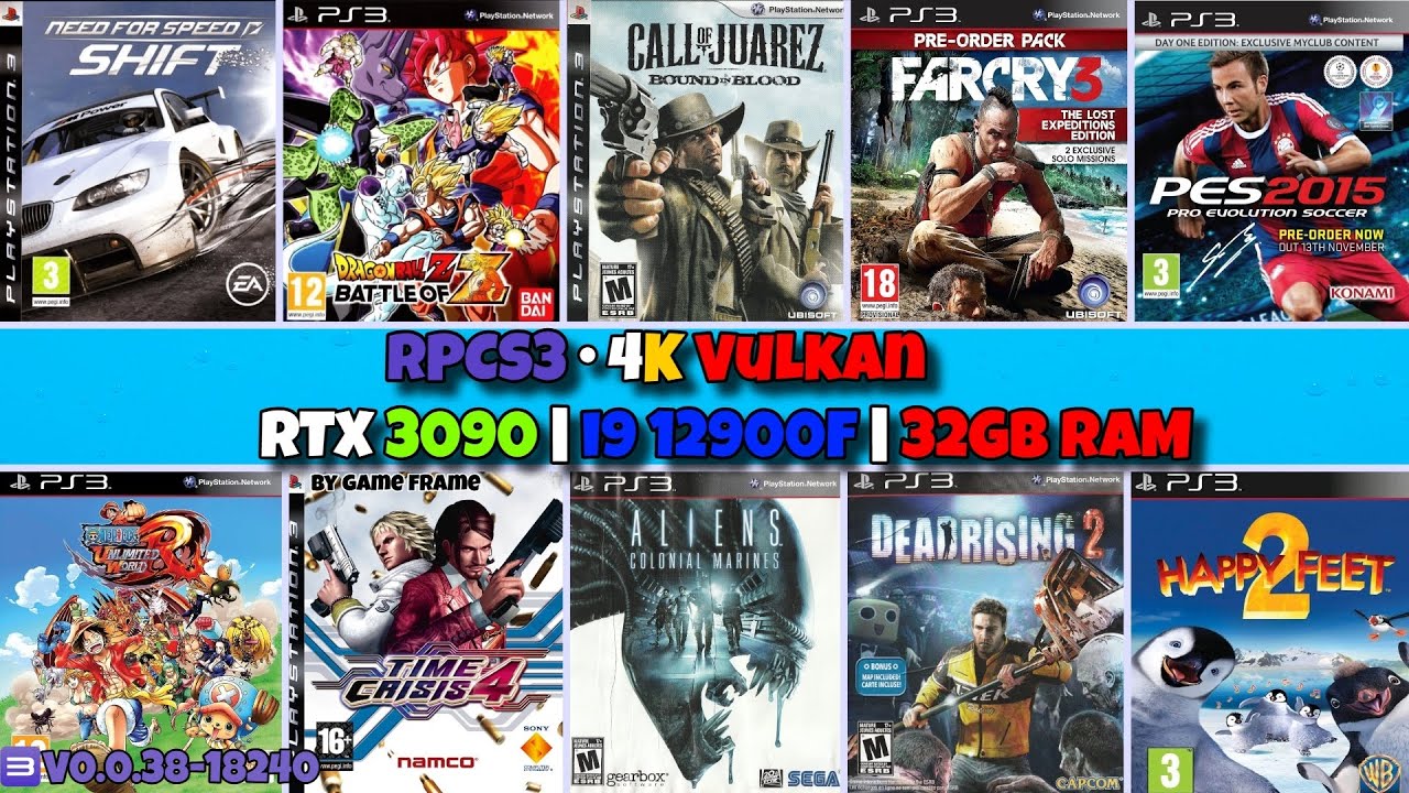 RPCS3 v0.0.38-18240 Benchmark | 10 PS3 Games | 4K Vulkan | RTX 3090, i9-12900F & 32GB RAM