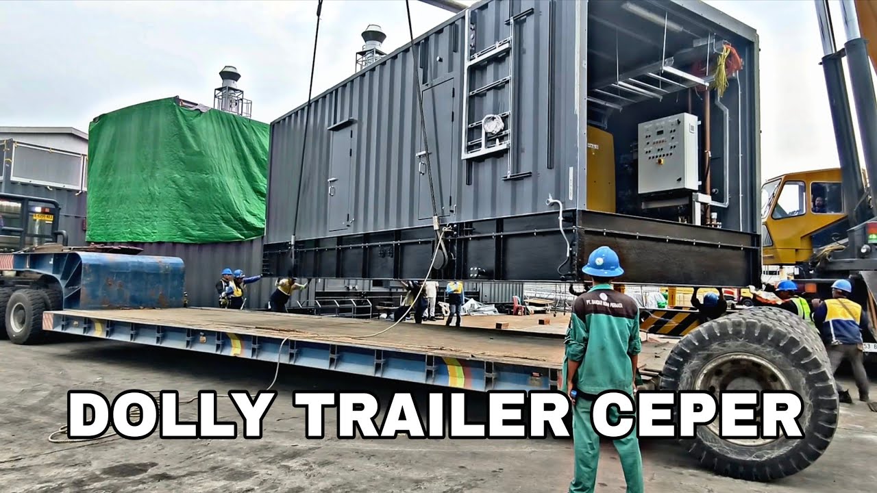 MUAT GENSET DI AKHIR DESEMBER MENGGUNAKAN DOLLY DAN LOWBED TRAILER