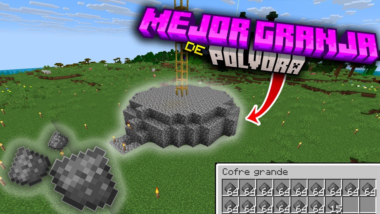 ✅La GRANJA de P&Oacute;LVORA m&aacute;s SENCILLA Y COMPACTA de Minecraft  ||   [👉🏼JAVA +1.20.X -  +1.21.11👈🏼]