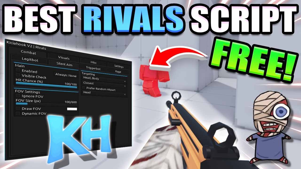 Лучший БЕСПЛАТНЫЙ скрипт/чит для Rivals | Kicia Hook | Лучшие настройки, аимбот, бесшумное прицел...