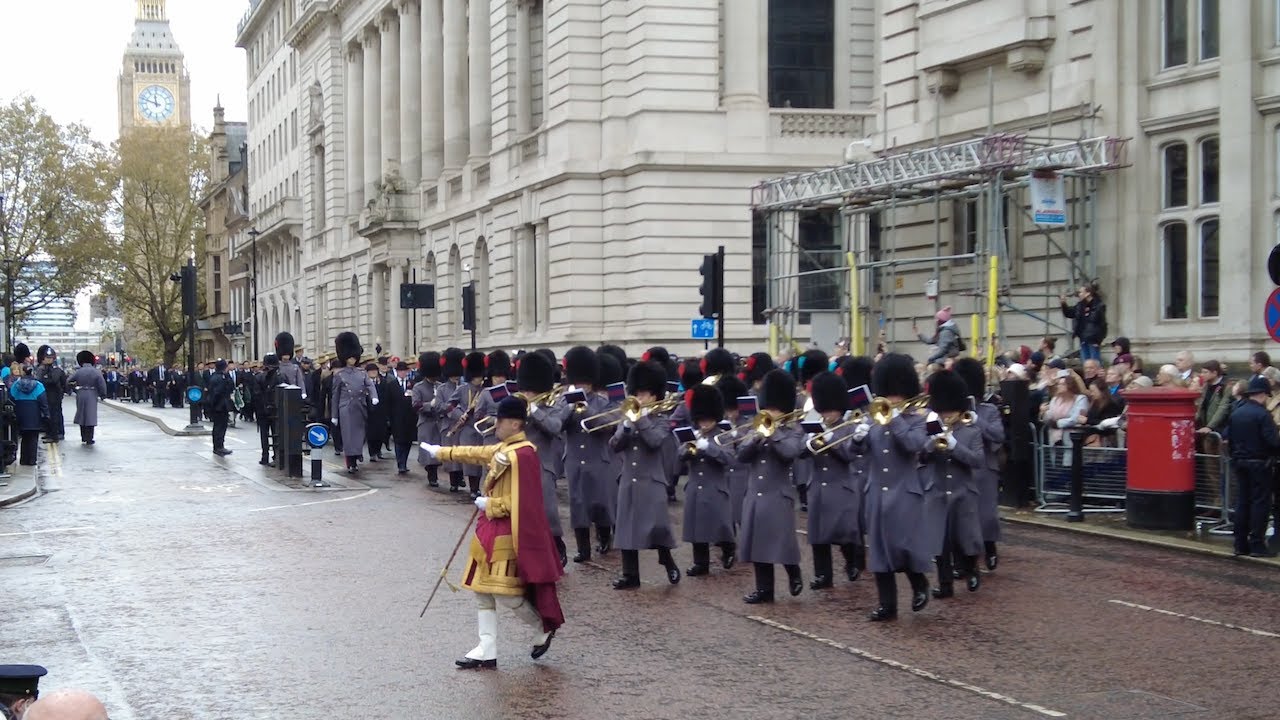 *NEW* Remembrance Sunday, London 12/11/23. Bands and troops marching to and from the Cenotaph.