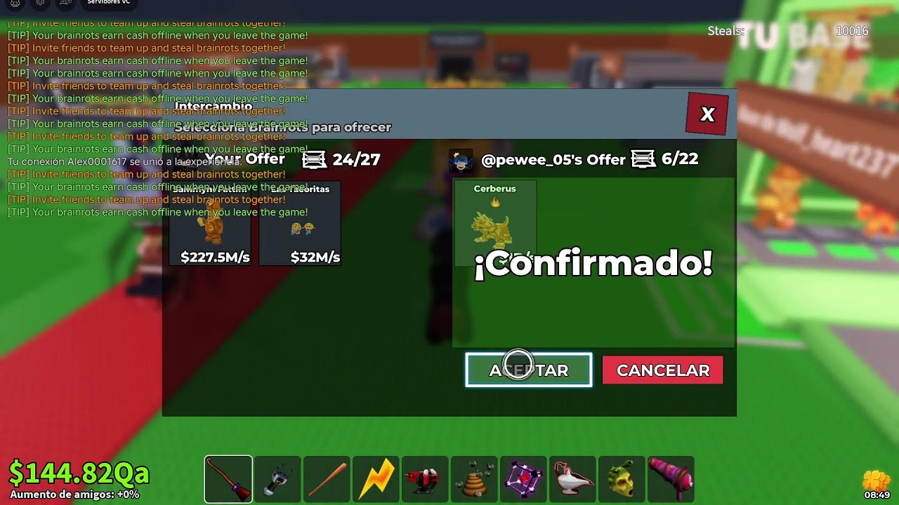 Tradeando steal a brainrot