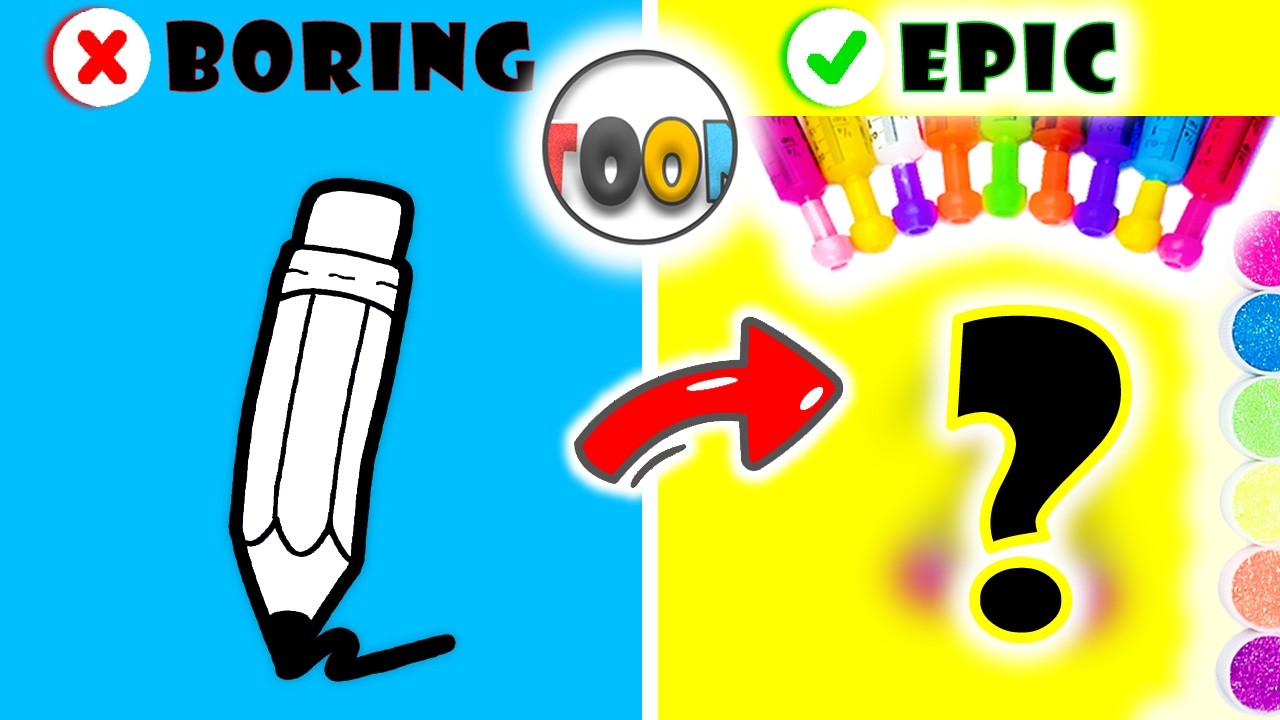 Cartoon Pencil Sparkle Art! ✏️✨ Messy Glitter Satisfying Challenge (Glitter Pencil Drawing!)