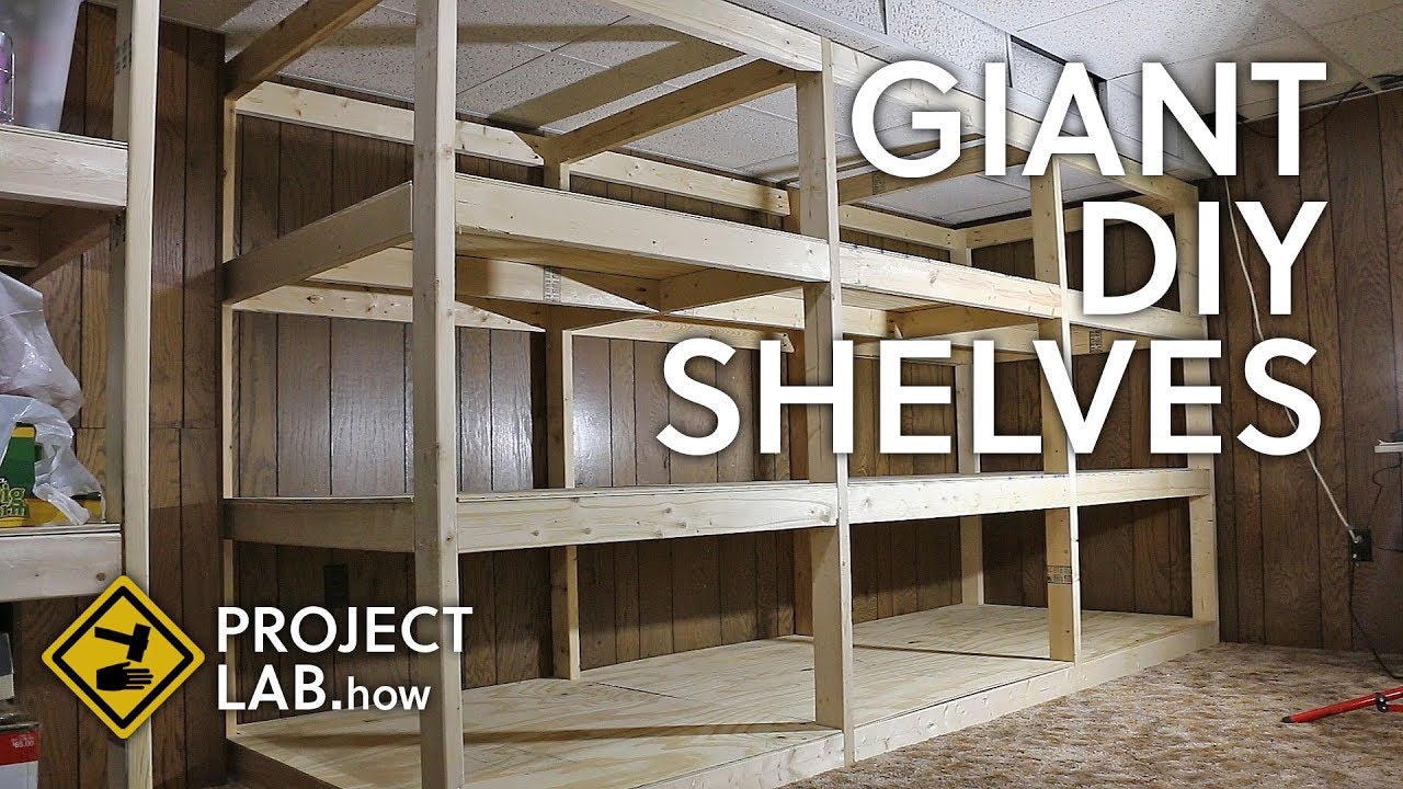 Giant shelves made from 2x4s and plywood