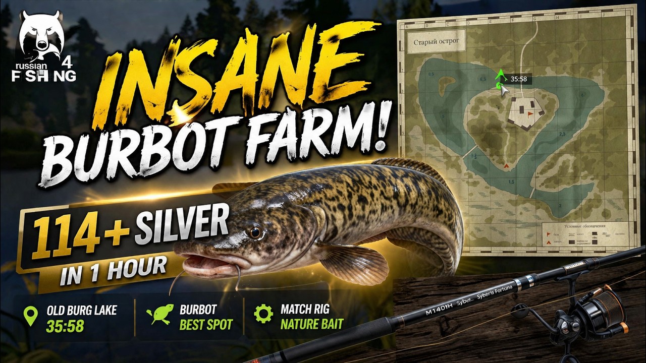 INSANE BURBOT FARM! 114+ Silver in 1 Hour | Best Old Burg Lake Spot (35:58) | Russian Fishing 4