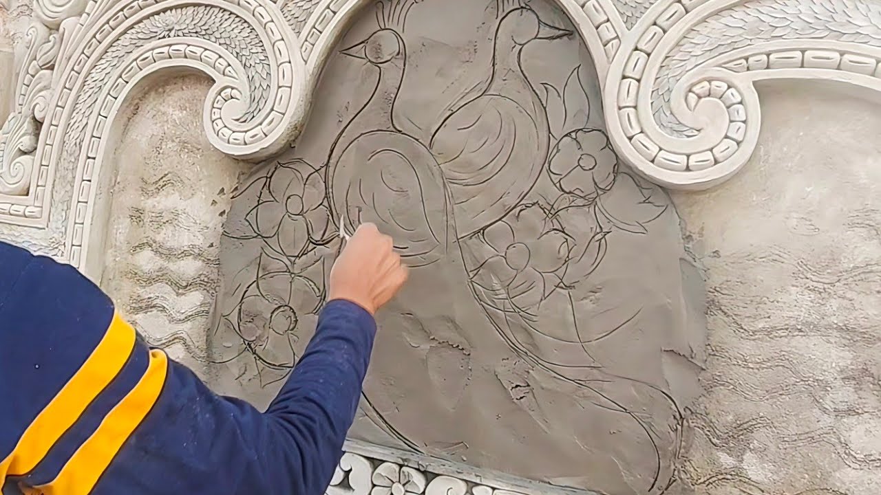 HOW TO MAKE PEACOCK 🦚 DESIGN WITH CEMENT IN TEMPLE#design #templedesign#art #vlog #support #suscribe