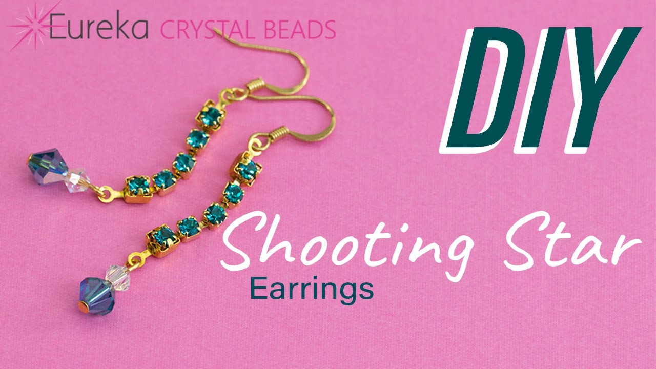 Learn how to make the easy & sparkly 🌠 Shooting Star 🌠 Earrings with Rhinestone chain! DIY jewelry 😍