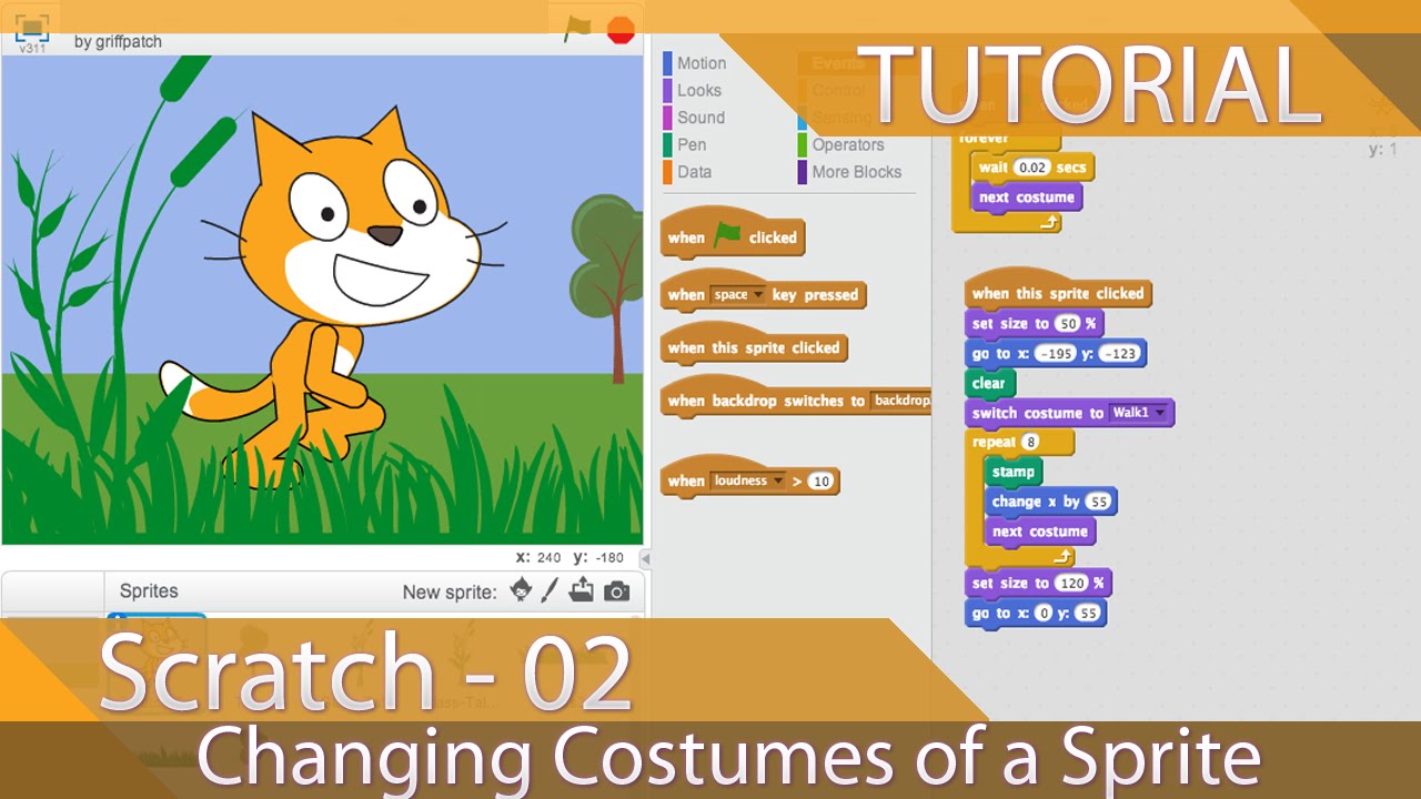 Scratch - Tutorial 02 - Changing Costumes of a Sprite